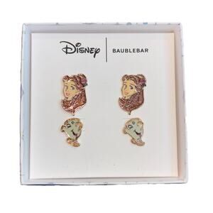 Disney x Baublebar Belle & Chip Drop Earrings Beauty and the Beast Princess NEW